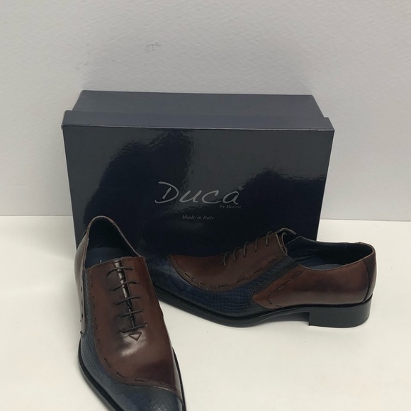 Ducas shoes Italian blue/cognac oxford point toe - Picture 2 of 4